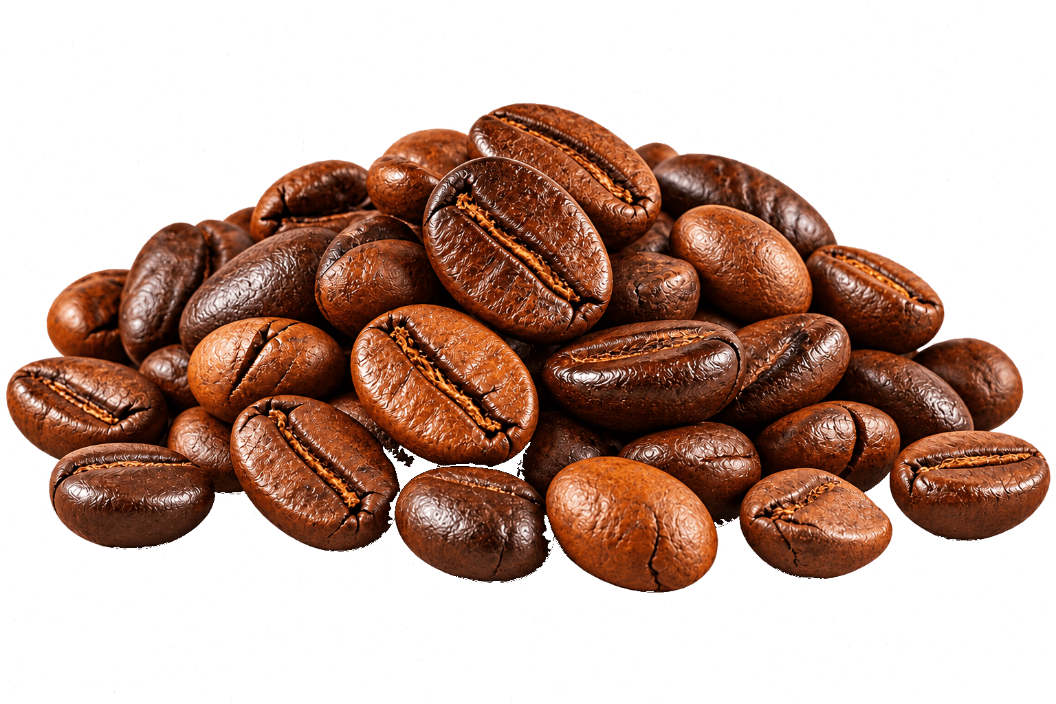 Roasted coffee beans.