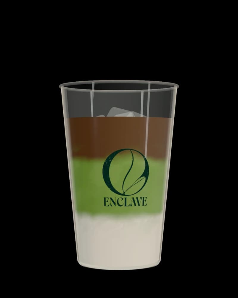 Matcha Espresso in a clear Enclave cup.