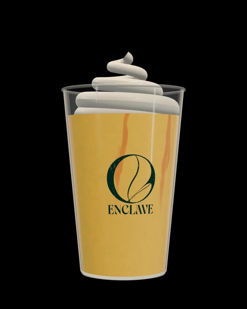 Peach Mango Yogurt Chiller in a clear Enclave cup.